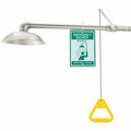 Global Industrial Emergency Drench Shower, Horizontally Mounted, Stainless Steel 708384SS